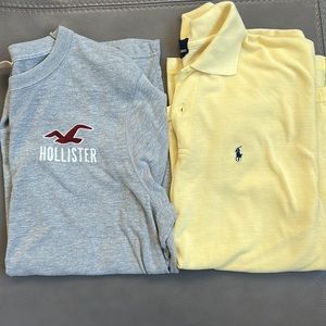 Bundle: Hollister grey T (xl) ; Ralph Lauren Polo shirt(l)